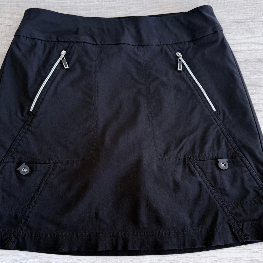 Jamie Sadock Black Mini Skirt with Zipper Details